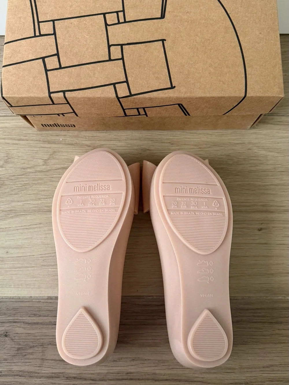 Mini Melissa Blush Pink Ultragirl Star Bow Jelly Flats with Rose-Gold Accents